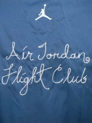 Jordan Blue Button Down Shirt‎ with White Embroidered Air Jordan Script thumbnail 3