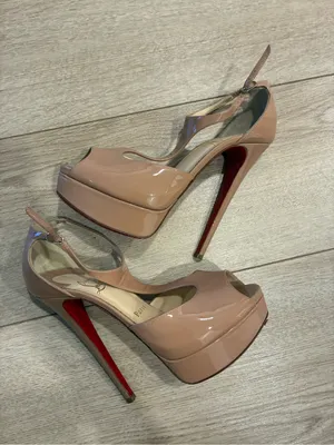 Christian Louboutin Jilopa Patent Leather Nude Stiletto Heel Size 36.5/6.5 FLAW thumbnail 2