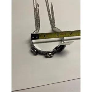 Kenilworth NWT Silver Tone / Rhinestone Bangle Bracelet Chain Dangles Nice Gift thumbnail 7