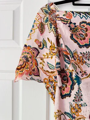 Anthropologie Kachel Flutter-Sleeve Floral Slip Maxi Dress, Size 12P thumbnail 7