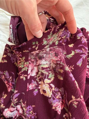 WAYF Burgundy Floral Midi Dress M V Neck Lined Boho Cottagecore‎ thumbnail 6