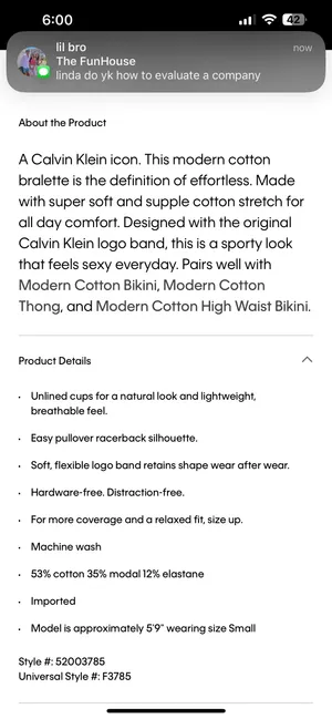 Calvin Klein grey modern cotton unlined bralette thumbnail 3