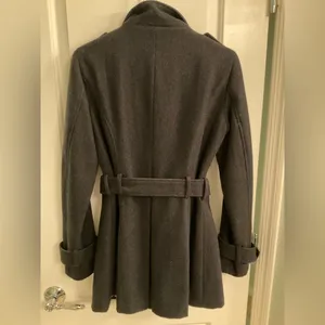 Double Breasted funnel style pea coat dark gray thumbnail 3