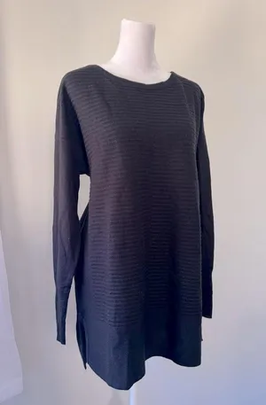 St. John’s Bay Black Ribbed Relaxed Fit Long Sleeve Pullover Sweater thumbnail 3