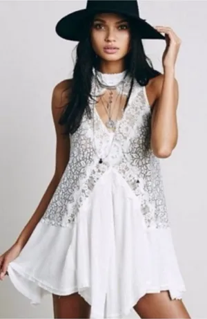 Free People Bohemian White Lace swing tunic thumbnail 1
