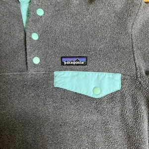 Patagonia Synchilla Snap-T Fleece Pullover Jacket Logo Gray Teal Women’s Size XS thumbnail 6