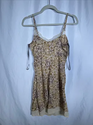 Forever 21 Womens Yellow Floral Slip Lace Mini Dress Small thumbnail 5