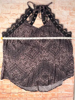 Rock & Republic Halter Lace-Trim Printed Tank Top thumbnail 4