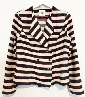 Cabi Cruise Blazer Size 6 Striped Double Breasted‎ Gold Button Old Money Yacht thumbnail 1