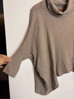 FP Beach Free People Tan/Brown “World Traveler” Cowl Neck Open Back Pullover thumbnail 6