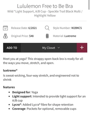 Lululemon Free to Be Bra Wild *Light Support, A/B Cup - Speckle Trail Black Multi / Highlight Yellow 6 thumbnail 9
