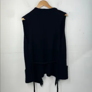 Wilfred Free Black Alpaca Wool Blend Sweater Vest with Fringe size Small thumbnail 8