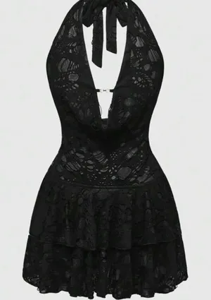 Romwe Black short mini dress thumbnail 1