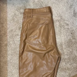Abercrombie & Fitch Tan Curve Love Straight Leg Leather Pants thumbnail 7