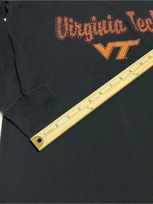 Virginia Tech Women's Black Long-Sleeve V-Neck Tee with Orange Script thumbnail 3
