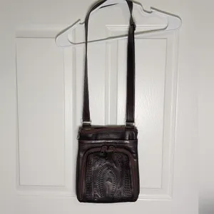 Vintage Tooled Leather Crossbody Bag Western Boho Floral Cowgirl Purse Organizer thumbnail 3