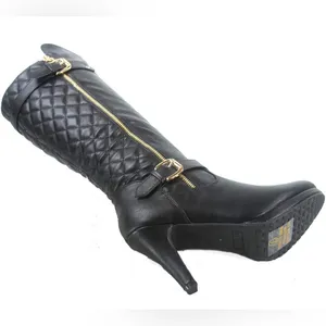 TOP MODA Women’s Quilted Buckle Low Heel Zipper Knee High Boots. Size 8 thumbnail 7