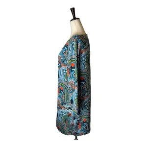 J Crew Dress Women 4 Blue‎ Jules Moonglow Paisley Gallery Boho Hippie Mini Shift thumbnail 5