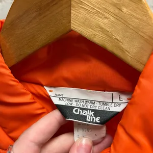 The Vintage Shop Vintage 80s Chalk Line Clemson Tigers Orange Puffer Paw Logo Vest Large L CU USC thumbnail 3