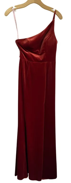 Azazie Kala Terracotta Velvet One‎ Shoulder Formal Bridesmaid Dress A2 thumbnail 1