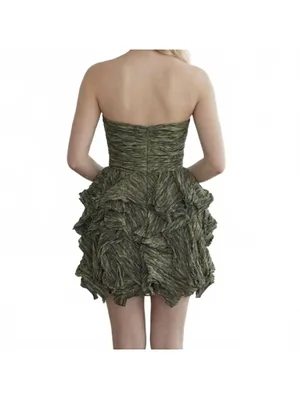 Mignonne Gavigan MIGNON Women's Mini Strapless Green Taffeta Fairy Formal Party Dress Size 8 thumbnail 2