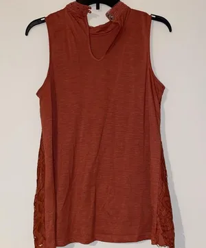 Rewind Juniors lace front tank top blouse clay large excellent dressy thumbnail 6