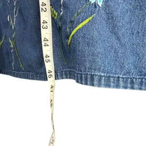 Vintage Embroidered Chambray Denim Dress Womens XXL Blue Floral Cottagecore Folk thumbnail 10