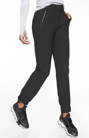 Athleta Wander Straight Pants 4T Black Athletic‎ Yoga Pants Hiking Zip Pockets thumbnail 1
