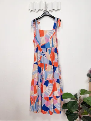 Miss Sparkling Colorful Abstract Print Tiered Maxi Dress Resort Vacation XL NWOT thumbnail 2