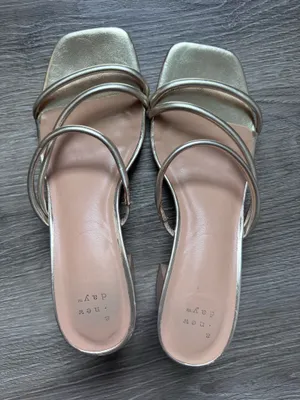 Metallic Gold Strappy Block Heels - a new day thumbnail 1