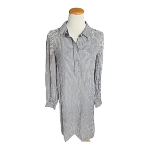 Womens Lily Pulitzer Blue & White Striped Long Sleeve Day Shirt Dress - Sz 4 thumbnail 2