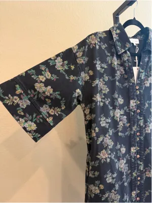 Entro Marci Floral Print Denim Mini Dress in Black Size Small thumbnail 5