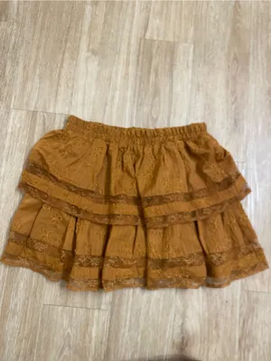 Francesca's Collections Embroidered Tiered Mini Skirt in Rust thumbnail 2