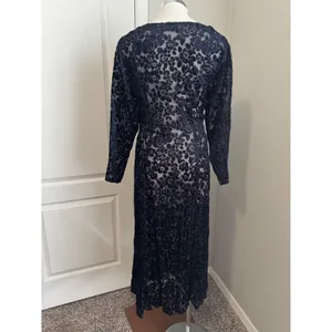 Vintage Caron Joy Sheer‎ Velvet Burnout Dress Floral Long Sleeve Maxi Evening thumbnail 5