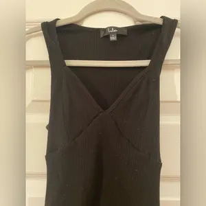 Chic Black Ribbed Bodysuit Size 4 thumbnail 2
