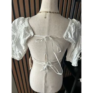 Zara NWT white tank top crop top cut out back size XS thumbnail 3