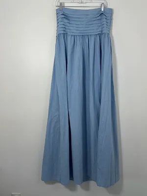 Peppermayo Tamia Maxi Dress Blue Strapless Pleated Size US 10 XL NWT thumbnail 4