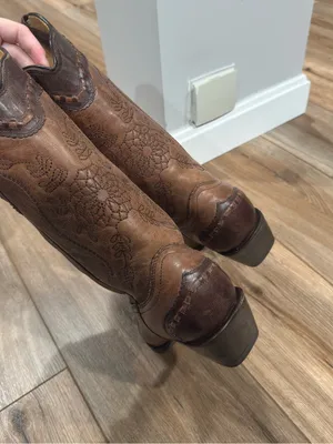 CORRAL Western Floral Stitched Snip Toe Brown Leather Cowboy Boots | Size 9 thumbnail 3
