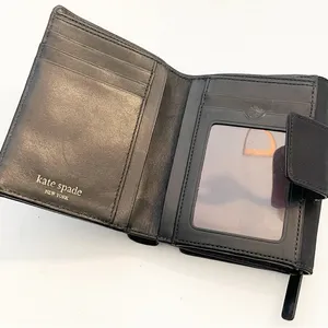 Kate Spade New‎ York BIFOLD Wallet Black Leather Nylon Snap Multi Pocket thumbnail 4