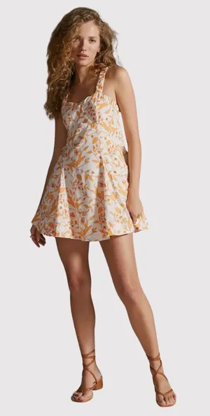 Anthropologie Maeve Dress Yellow Sweetheart Mini Floral Tank Smocked Boho XS thumbnail 1