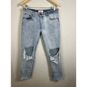 One Teaspoon Awesome Baggies Women 26 Light Wash Distressed Relaxed Jeans thumbnail 2
