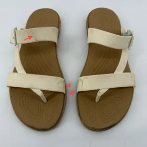 Crocs Tulum Toe Post Toe Sandal White Tan Women 6 Strappy Slip On Flip Flop thumbnail 3