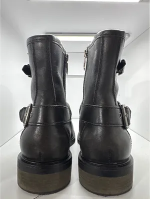 Crown Vintage Black Leather Ankle Boots with Braided Strap thumbnail 3