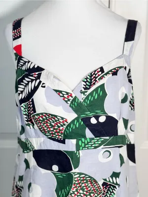 Boden Harbor Forties Floral Sundress Womens 10R Linen Cotton Retro Resort A-Line thumbnail 2