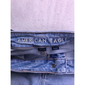 American Eagle Cargo Jeans Women 2 Blue Super High Rise Baggy Wide Leg Stretch thumbnail 2