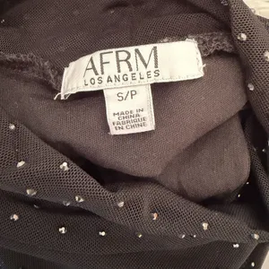 AFRM Black Mesh Mock neck Jeweled Rhinestone Midi Dress Sleeveless Small Ruched‎ thumbnail 3