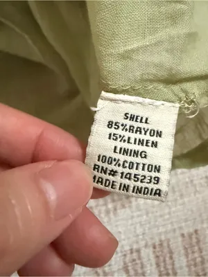 Sim & Sam Green Smocked Back Linen Blend Cropped Cami Tank Top Large NEW thumbnail 4
