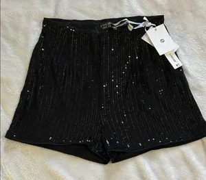 Uoighf Black Sequin High Waist Shorts Size XS thumbnail 1