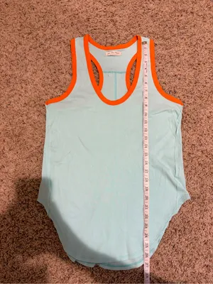 We The Free People Reggi Tank Top Light Blue Orange Trim Size XS thumbnail 10