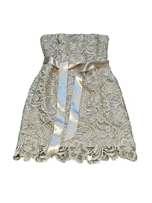 Adrianna Papell Evening Lace Strapless Cocktail Dress Satin Bow Party Event 6 thumbnail 2